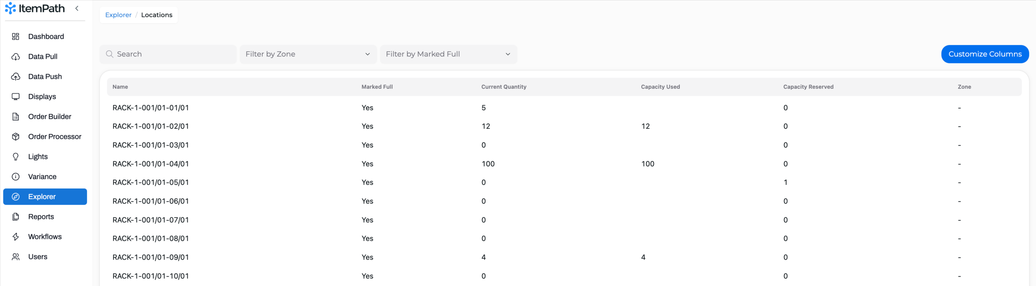Finding Bins and Materials Page Locations Page