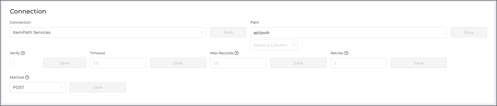 Data push settings connection