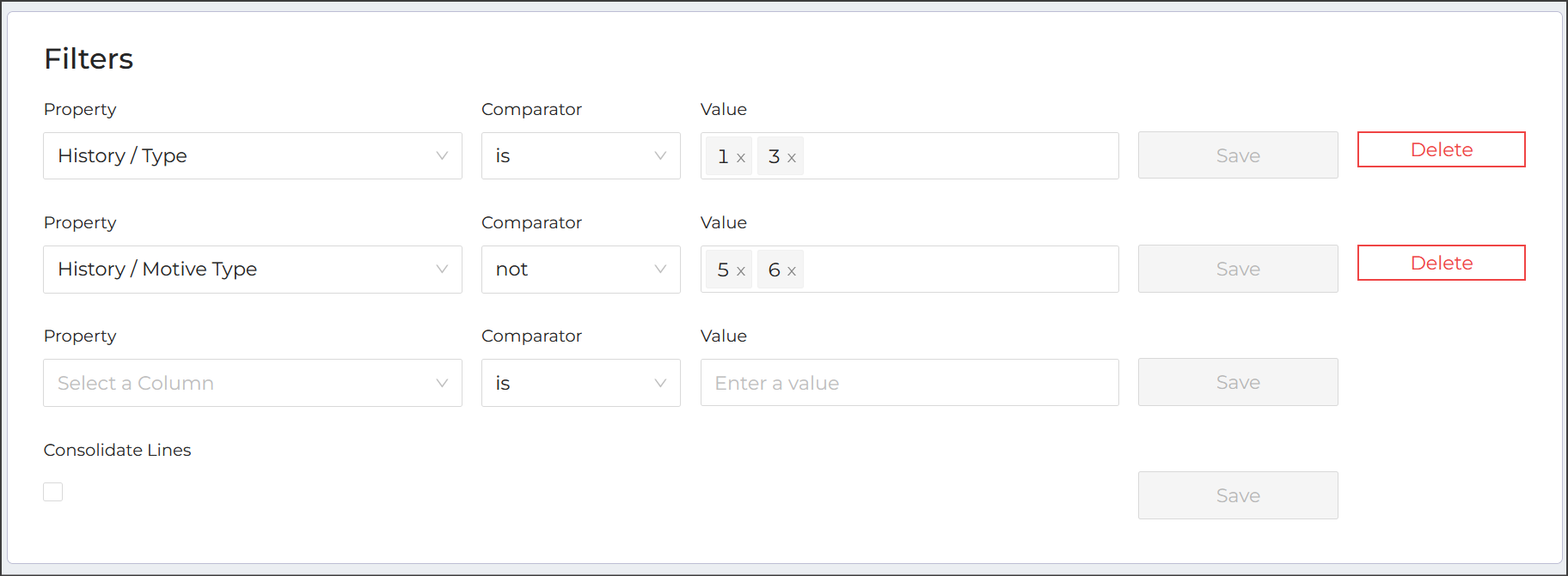 Item Path data push motive history filters
