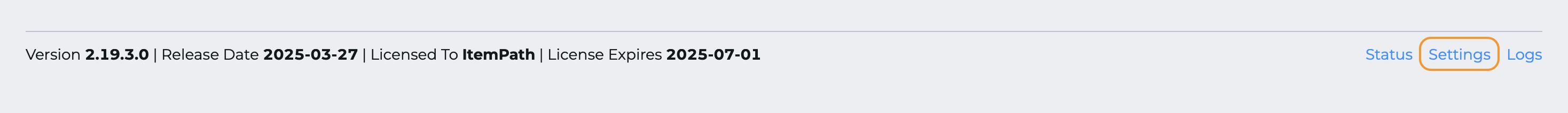 Settings footer