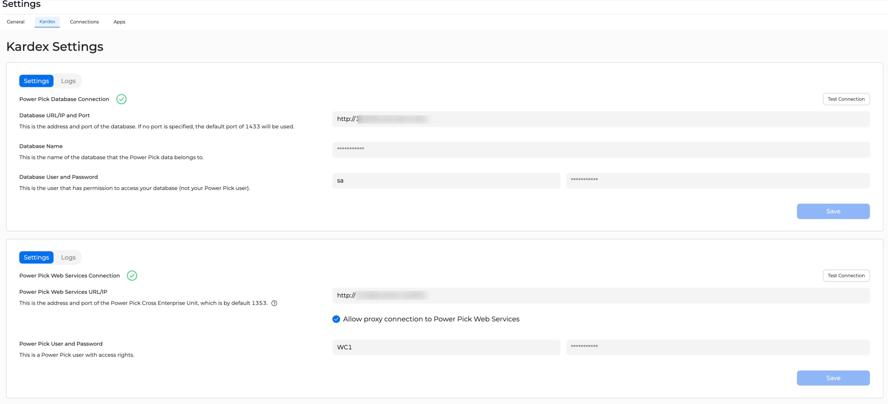 Startup Guide Configure Settings Web Services Connection Settings