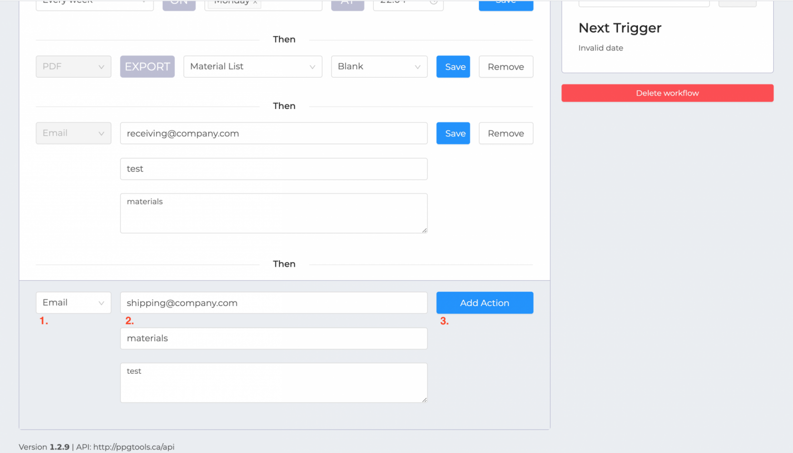Add Action Triggers