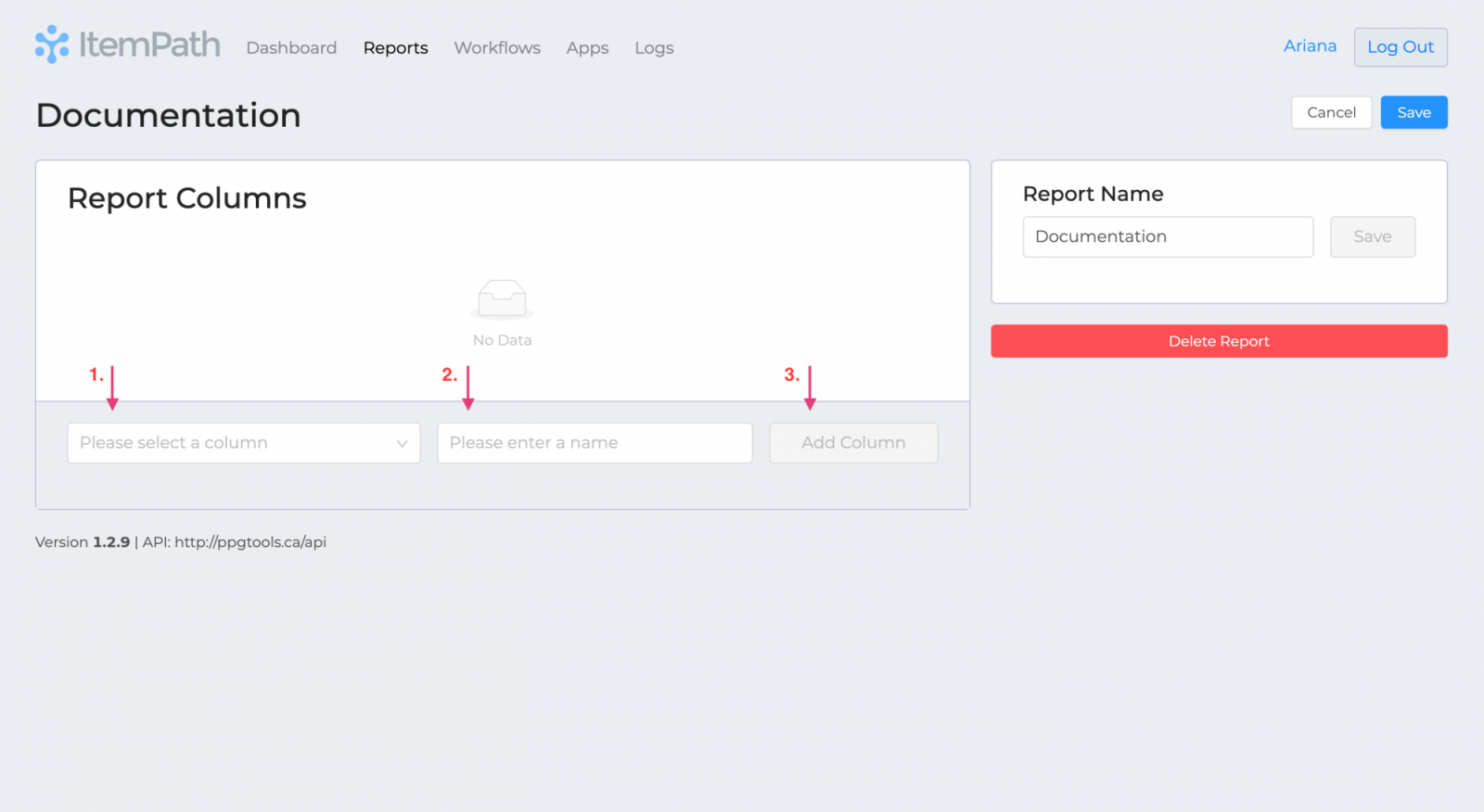 Add Columns Screenshot