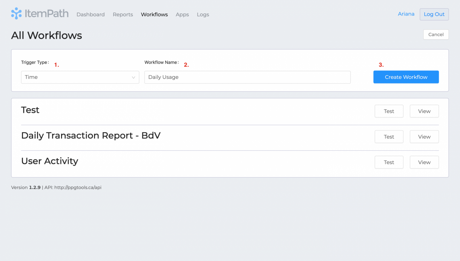 Create Workflow Screenshot
