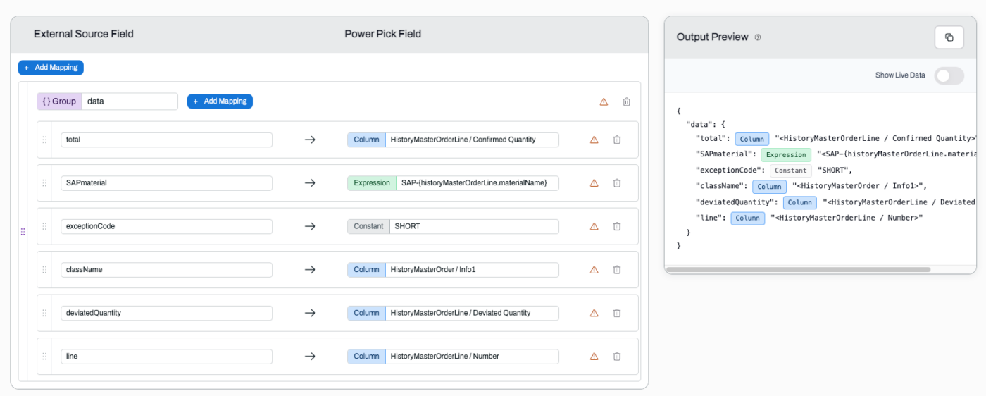 Data Push Mapping Example 1