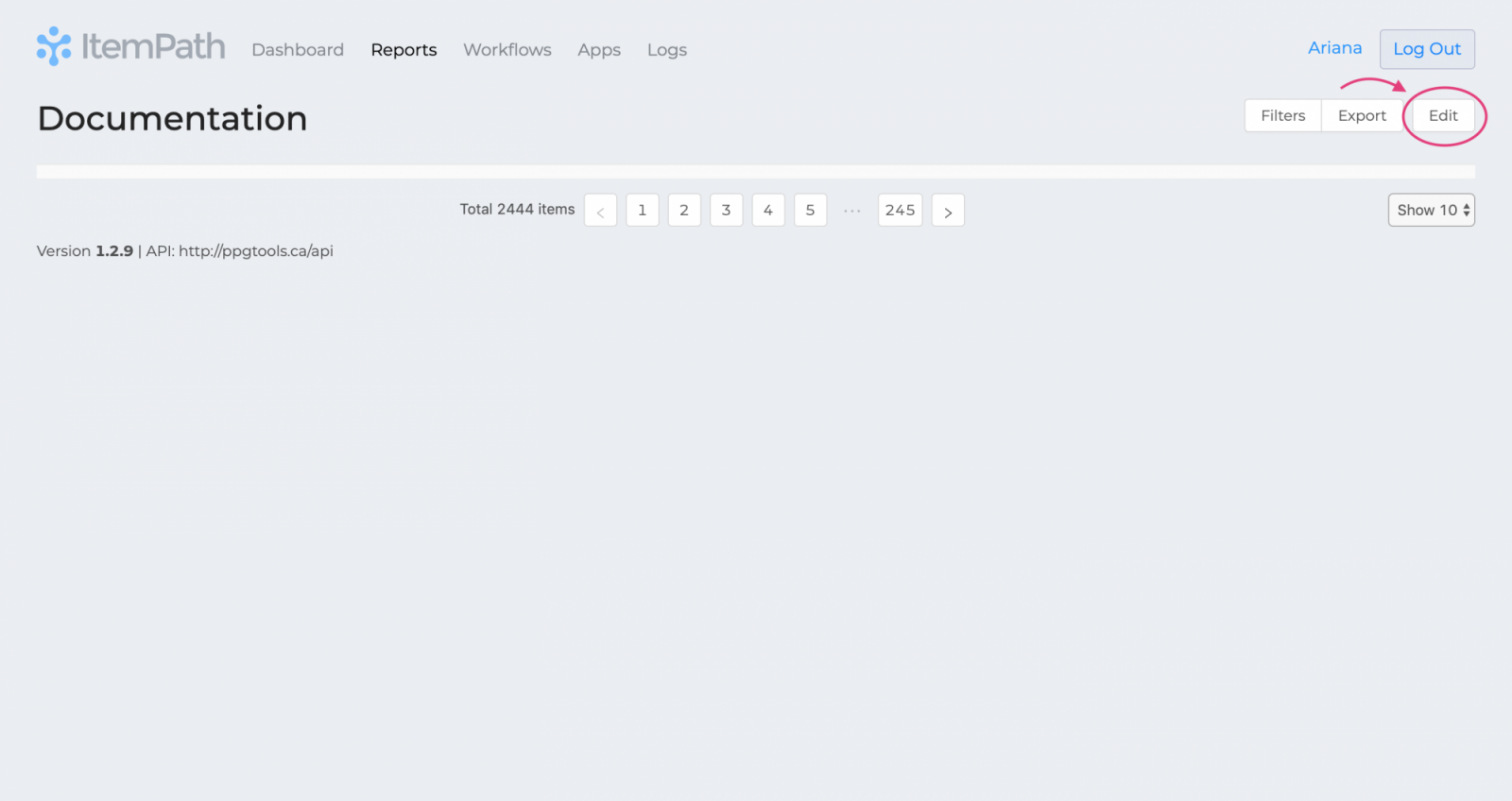Edit Report Screenshot