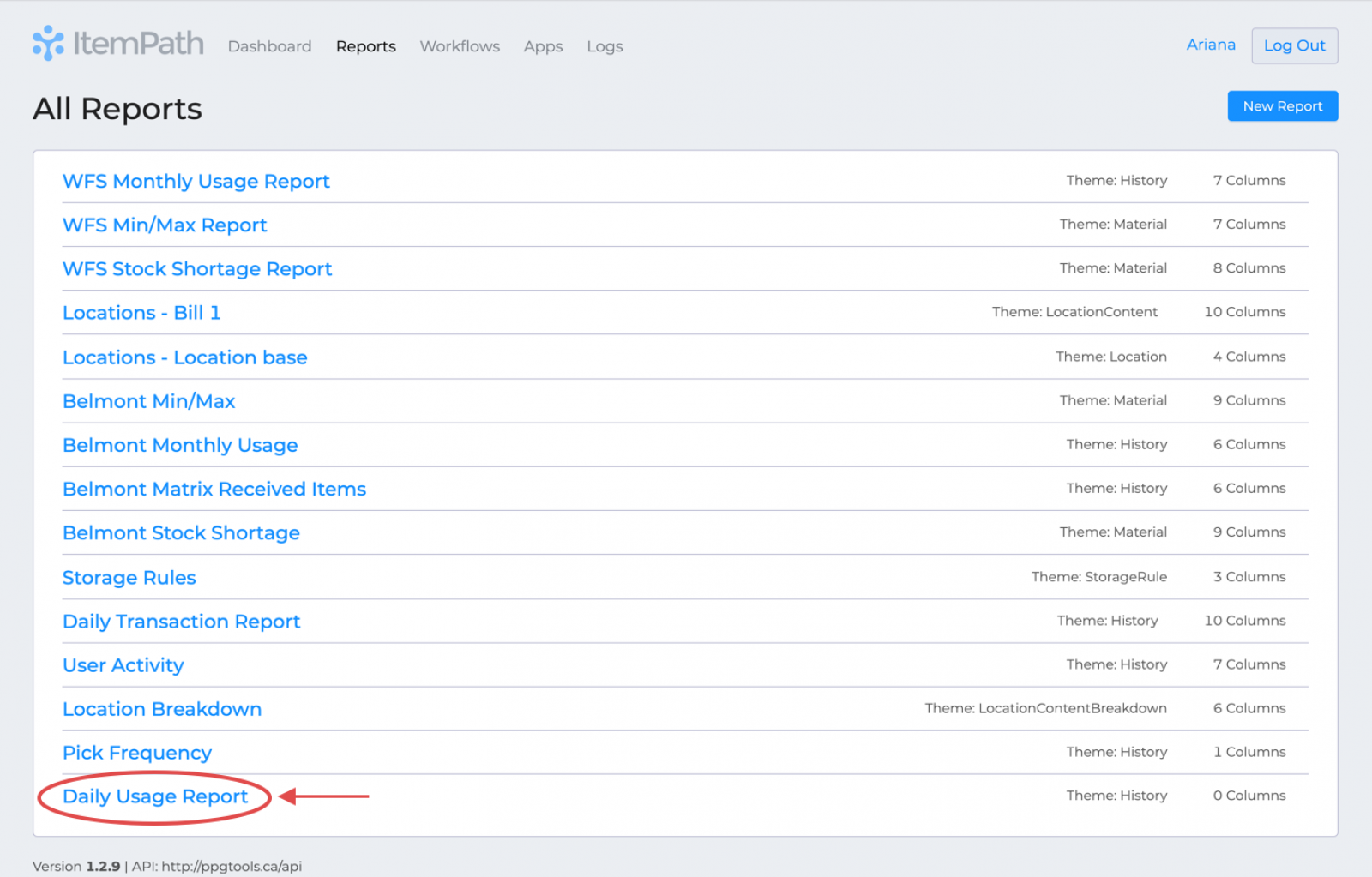 All Reports Screenshot