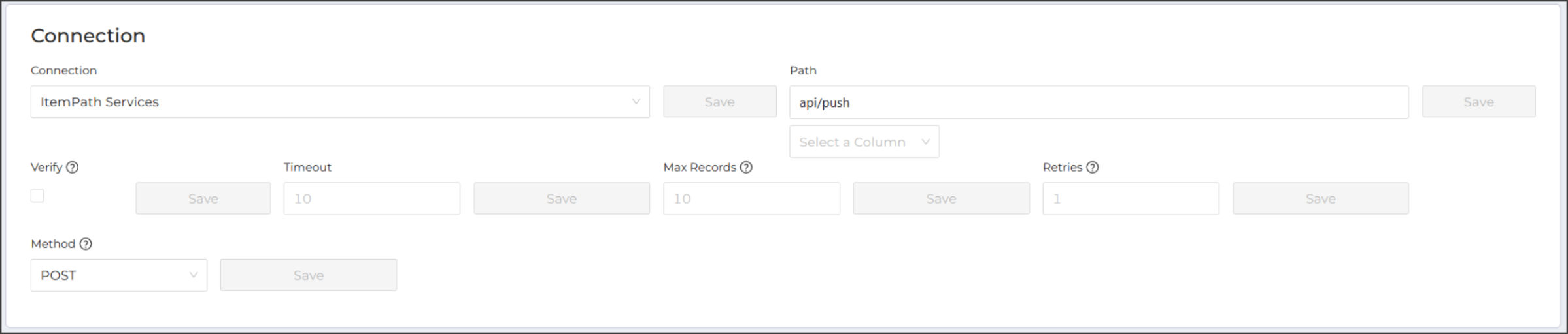  Data push settings connection 