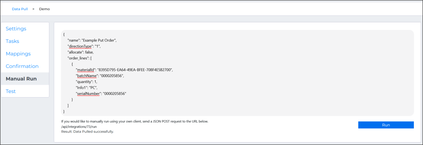 Item Path data pull manual run