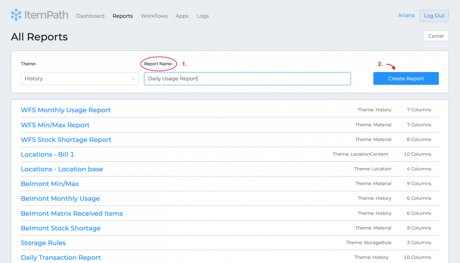Report Name Screenshot