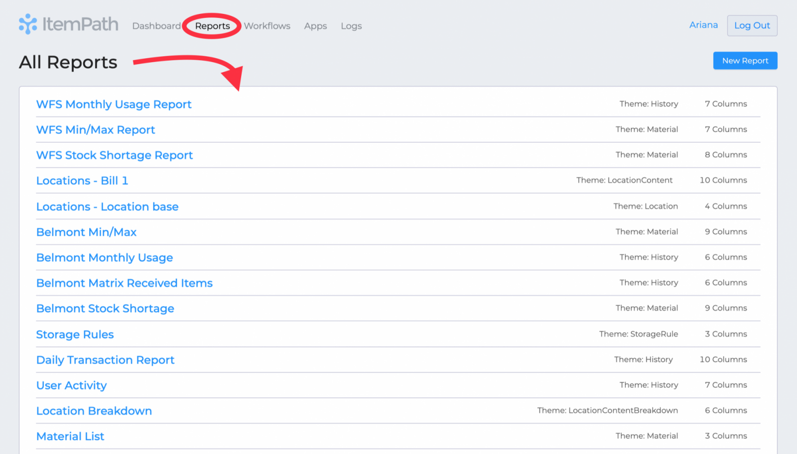 Reports Screenshot