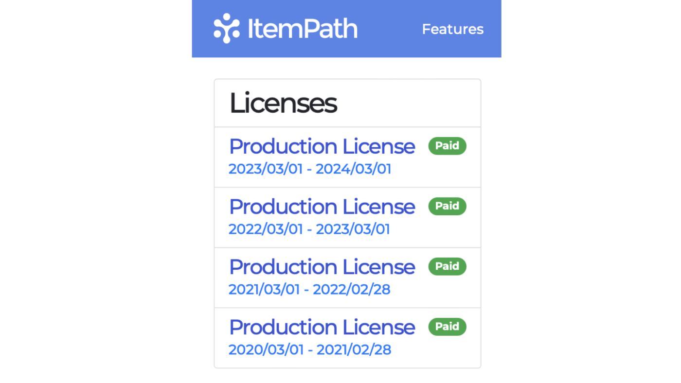 Licenses profile