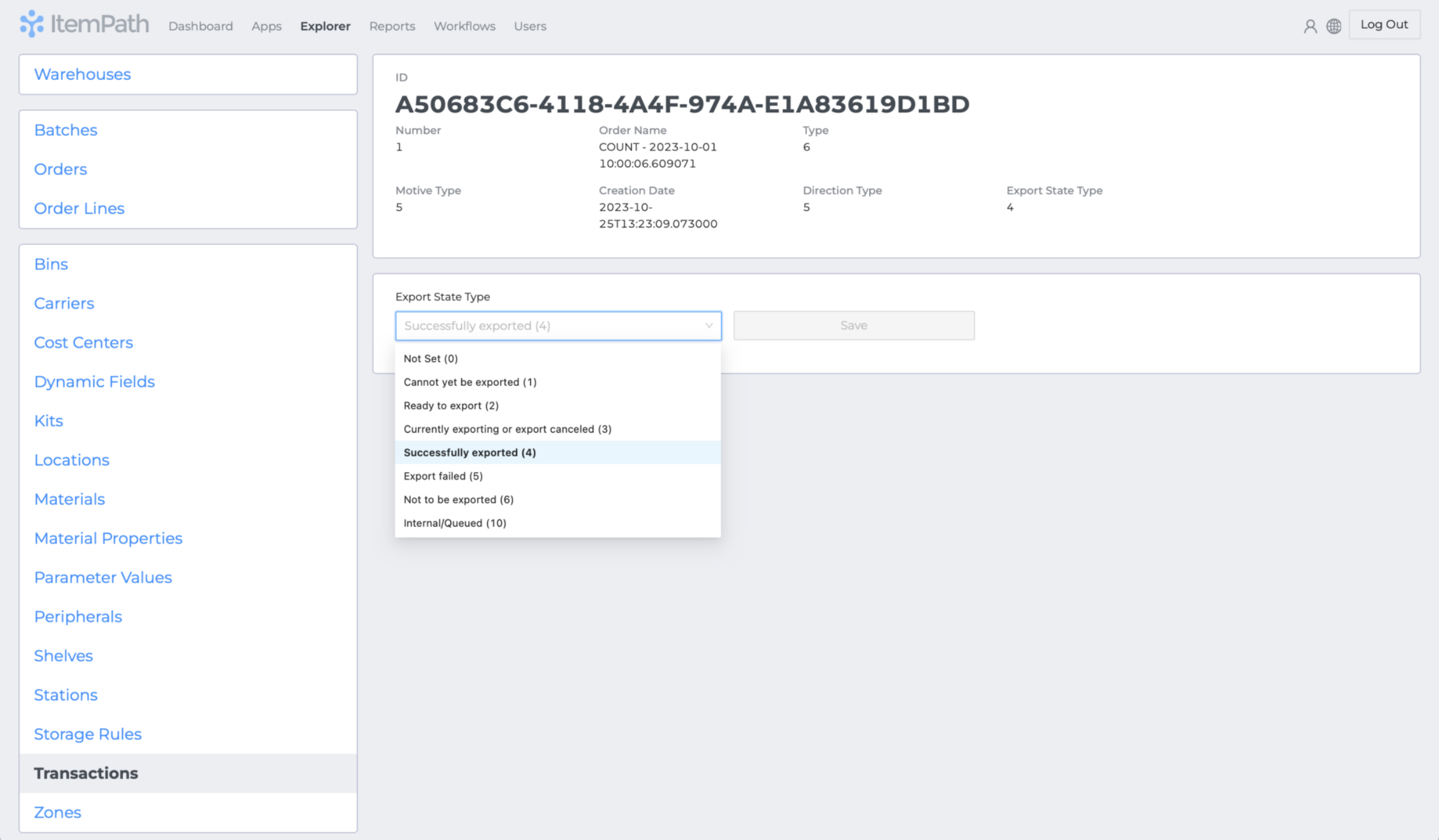  Explorer transactions export state 