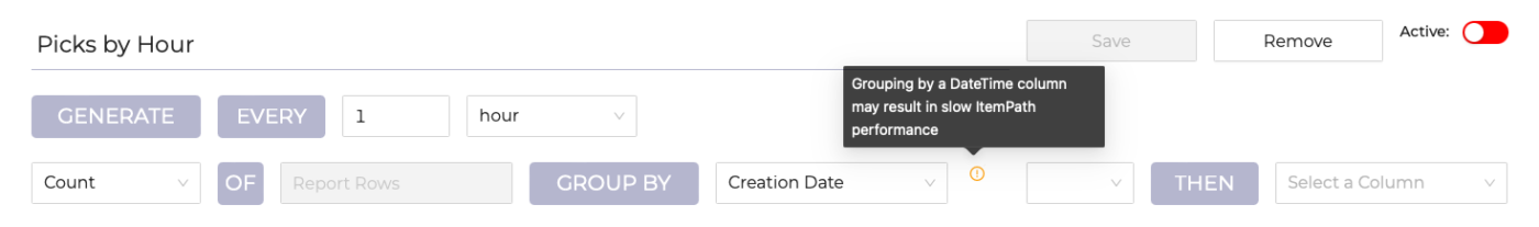 Snapshot grouping warning